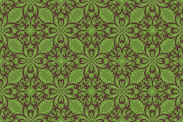 Seamless illustrated pattern made of abstract elements in green and black