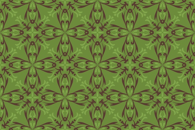 Seamless illustrated pattern made of abstract elements in green and black