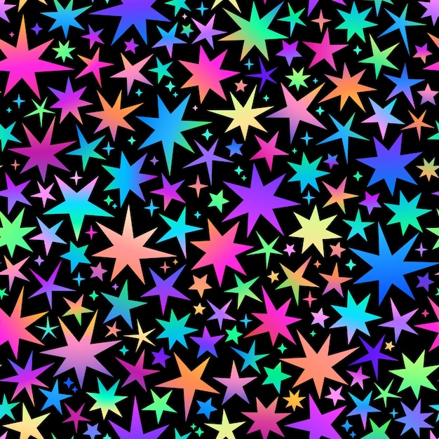 鮮やかな幾何学的な多色の星を持つシームレスなイラスト