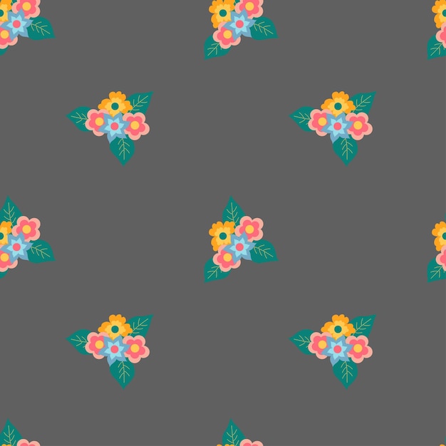 Беспрепятственная иллюстрация с цветами на сером фоне Весенние цветы Векторная иллюстрация Фон