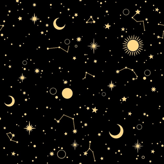 seamless image of starry cosmos with stars and constellations