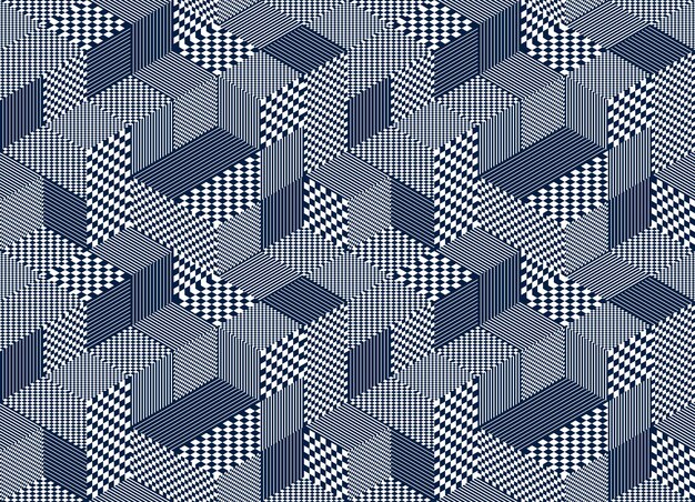 Seamless isometric rhombuses checker geometric pattern, 3D cubes vector tiling background, architecture and construction, wallpaper design.