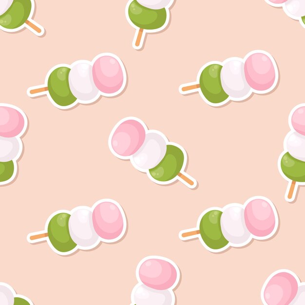 Seamless Japanese desert sticker cartoon pattern