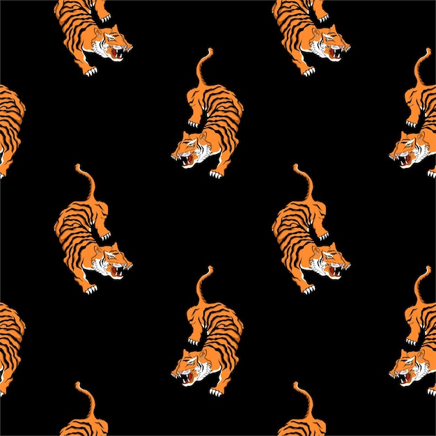 Бесшовные тигр в японском стиле для принтов на футболках