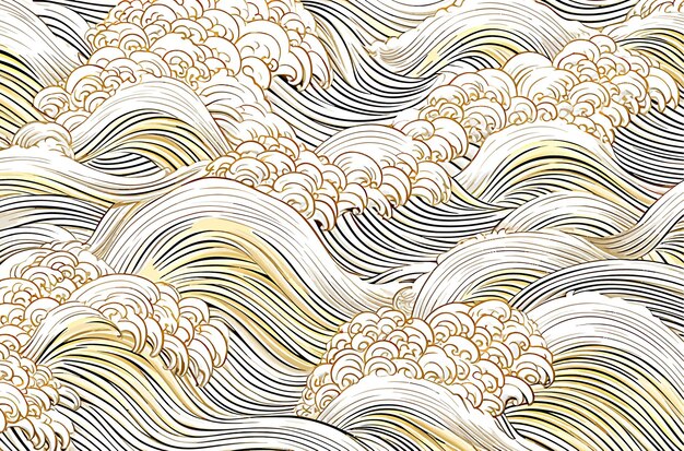 Бесшовный японский волновой рисунок традиционный морской дизайн