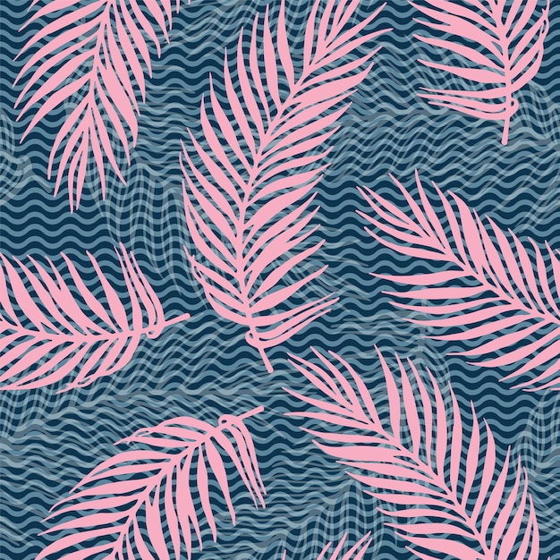 Seamless jungle palm leaves vector pattern Floral elements over