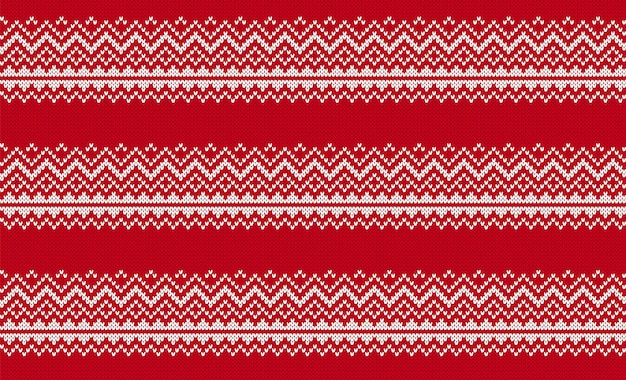 Seamless knit print Christmas pattern Vector Red knitted border Holiday Xmas ornament