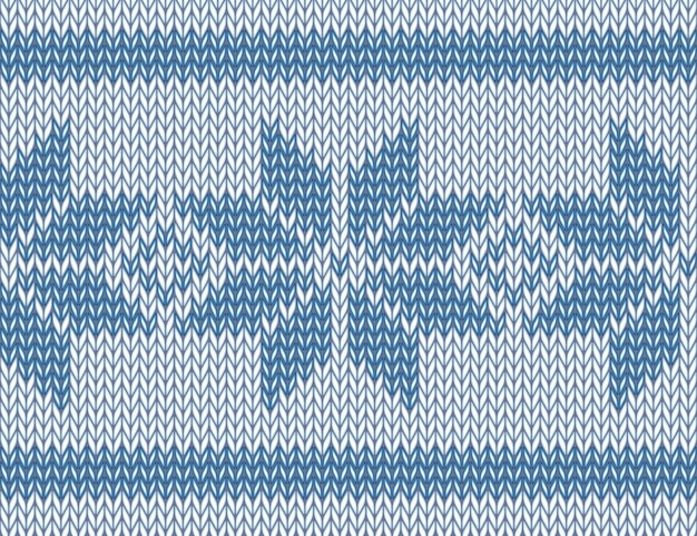 Seamless knitted pattern with blue snowflakes.  illustration