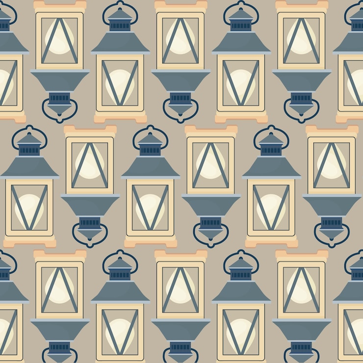 Vector seamless lantern pattern