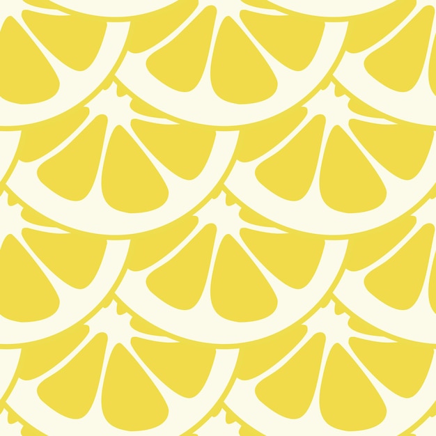 シームレスなレモンスライスパターンベクトル。テーブルの手描きパターンのレモンスライス。