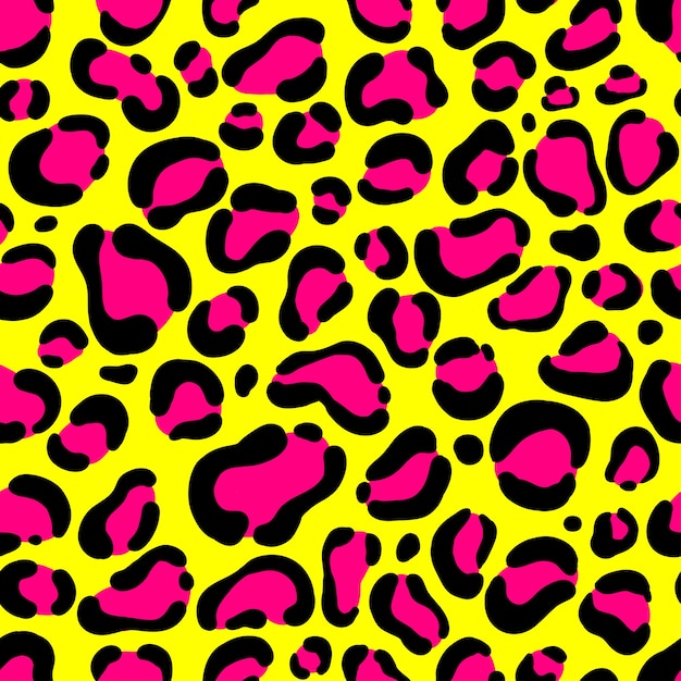 Вектор Неоновый желтый и розовый цвет бесшовные модели леопарда.