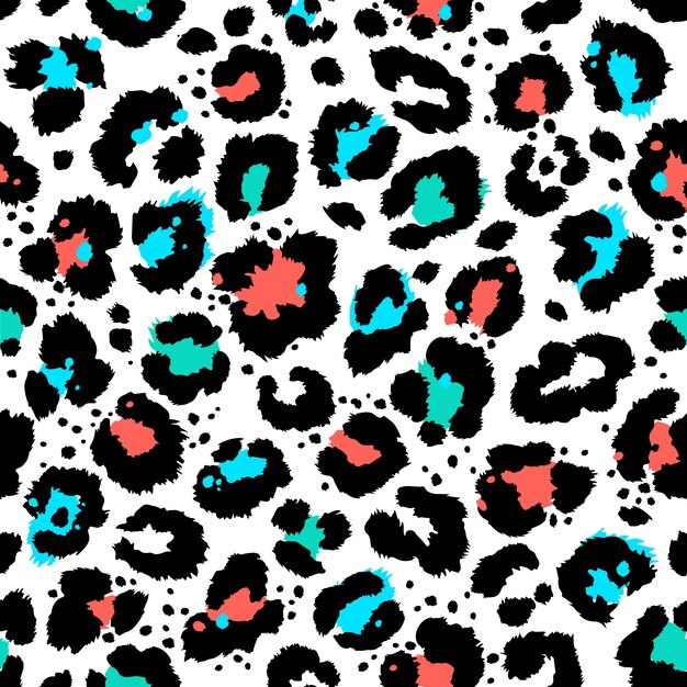 Seamless leopard pattern. vector. yellow, coral and black