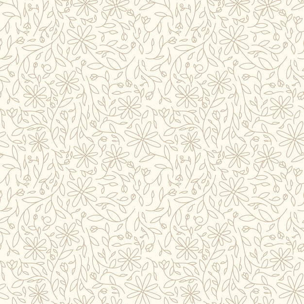 seamless line art flowers pattern