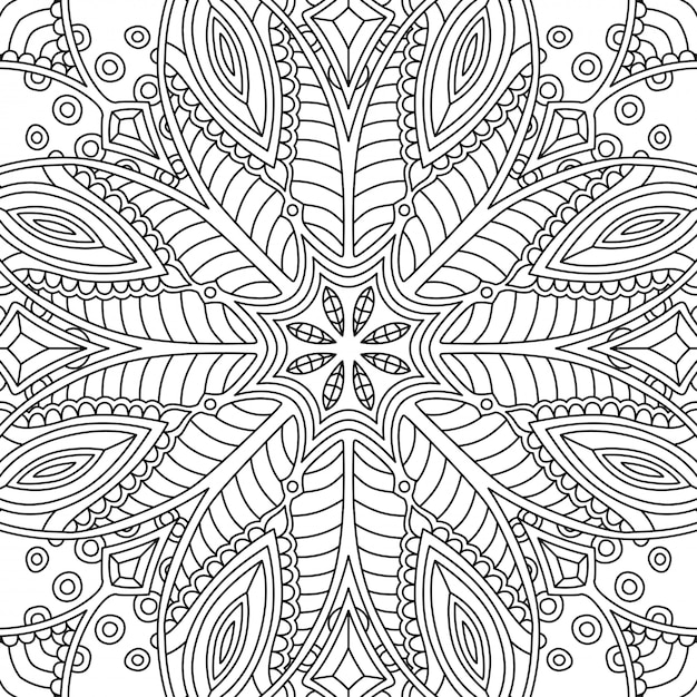 Seamless linear abstract pattern for coloring book