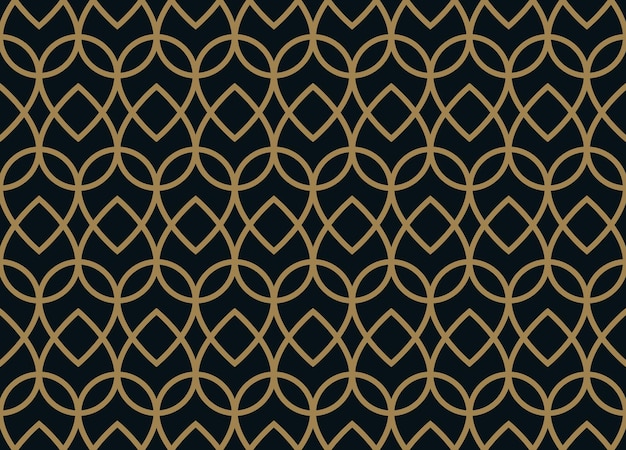 Seamless linear pattern with crossing curved lines with gold colo