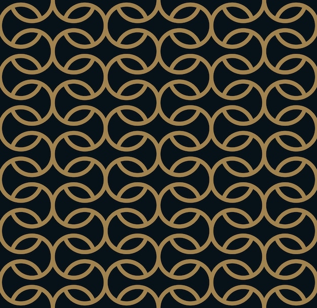 Seamless linear pattern with crossing curved lines with gold colo