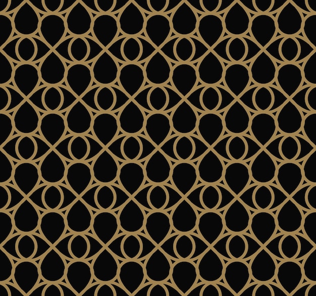 Seamless linear pattern with crossing curved lines with gold colo