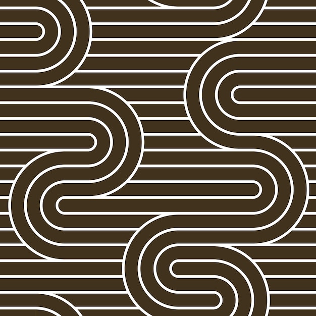 Seamless linear vector geometric minimalistic pattern, abstract lines tiling background, stripy weaving, optical maze, twisted stripes.