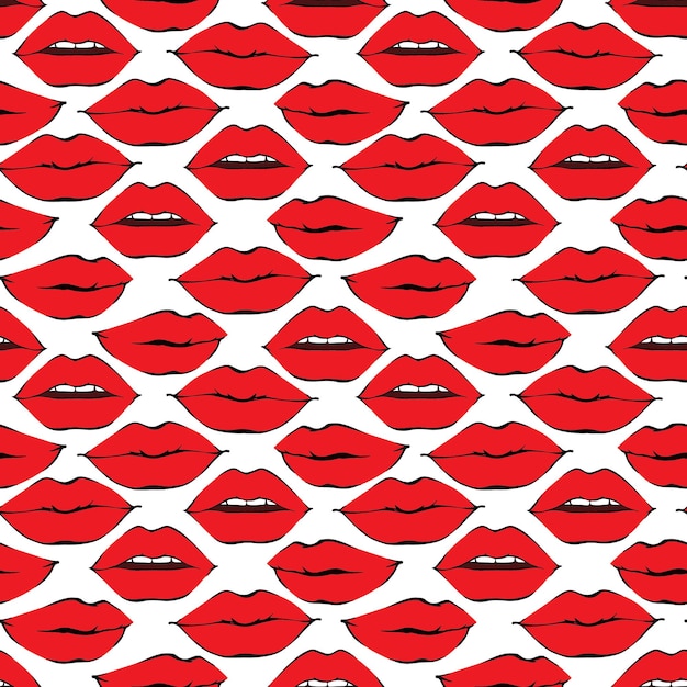 Vector seamless lip and kiss pattern