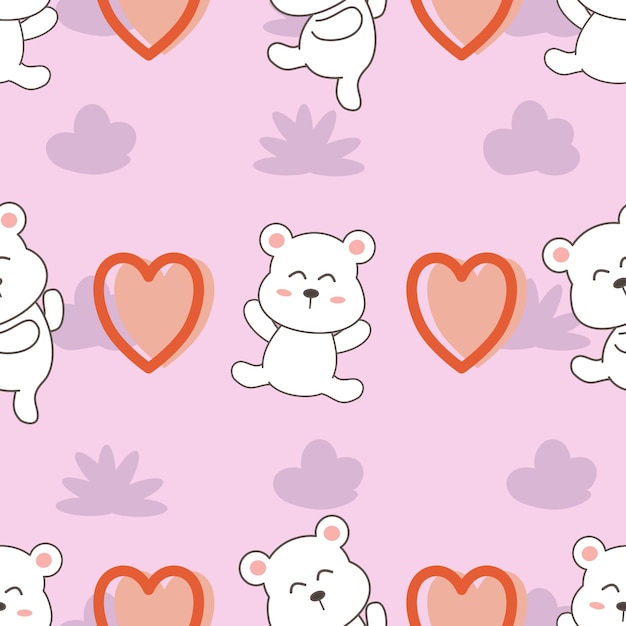 seamless lovely bear with pink background pattern