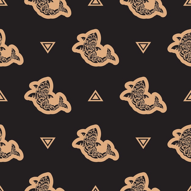 Seamless luxury dark pattern with sharks Good for backgrounds prints apparel and textiles Vector