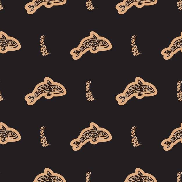 Seamless luxury pattern with whales in simple style Good for backgrounds prints apparel and textiles Vector illustration