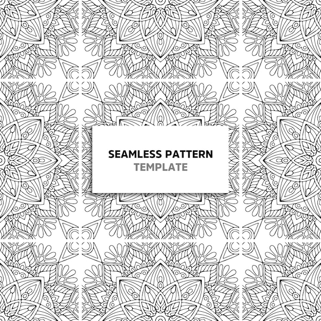 Seamless mandala black color pattern