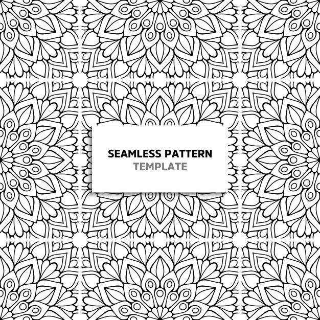 Seamless mandala black color pattern