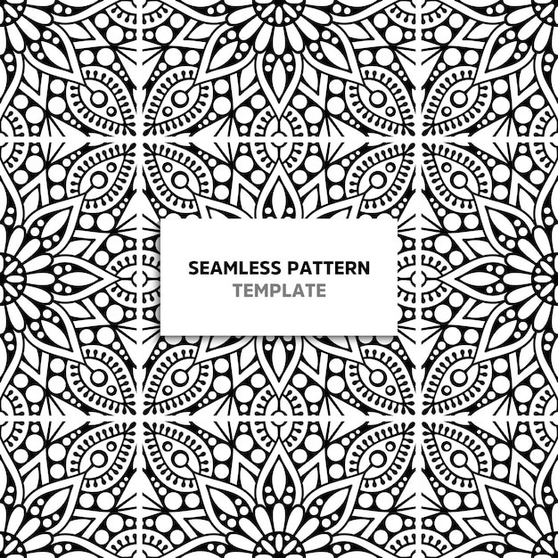 Seamless mandala black color pattern