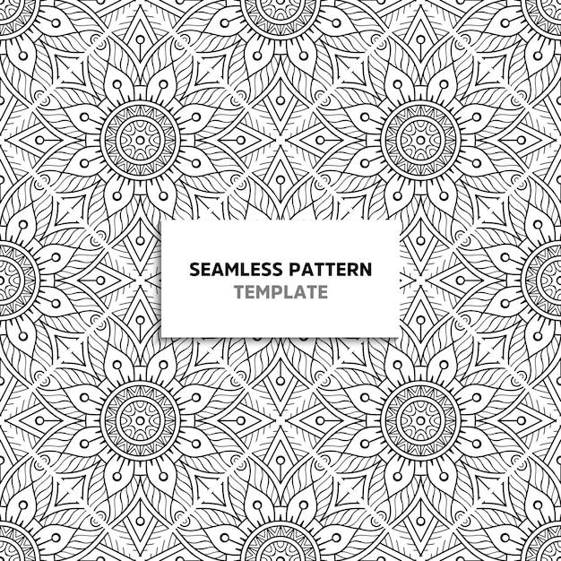 Seamless mandala black color pattern