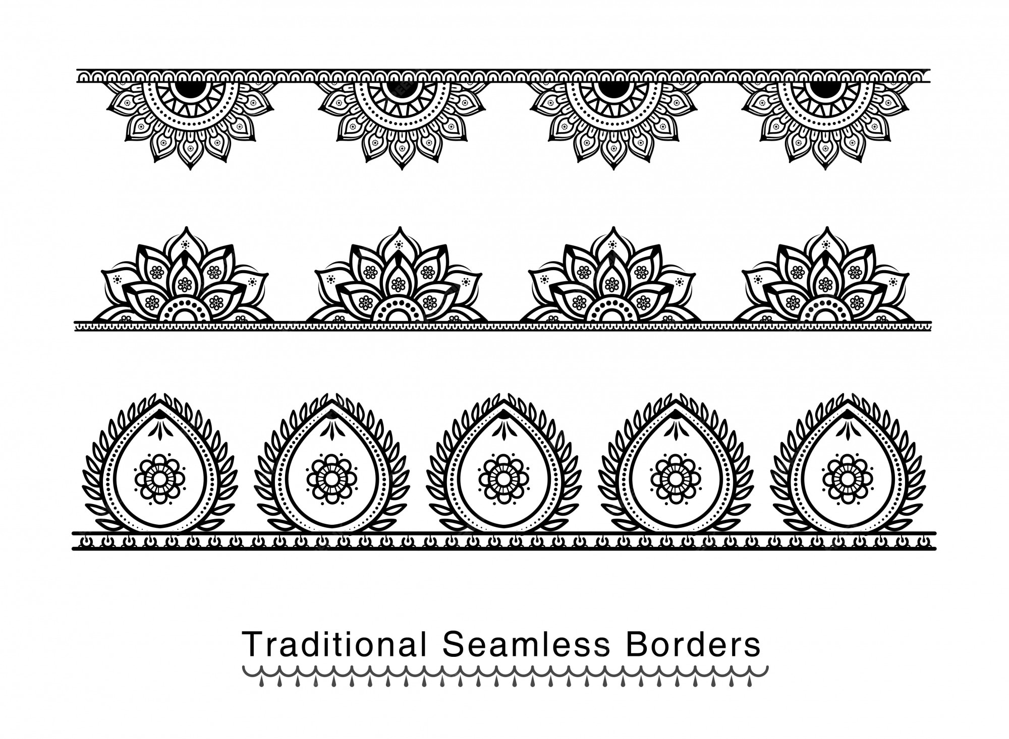 Premium Vector Seamless mandala border designs high details