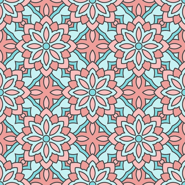 Vector seamless mandala colorful pattern background