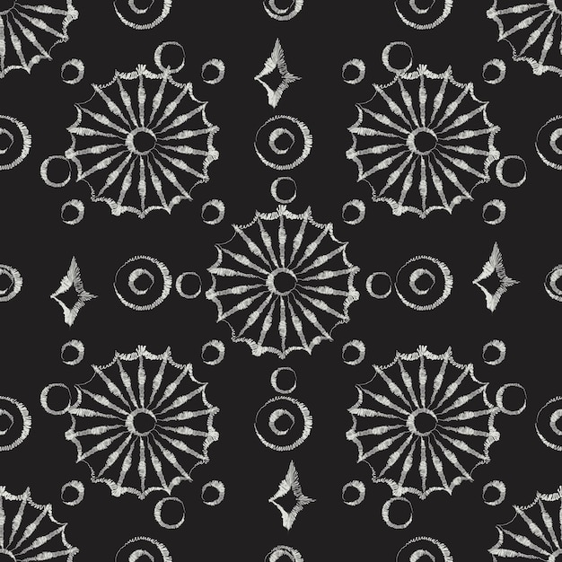 Vector seamless mandala pattern in doodle chalkboard style.