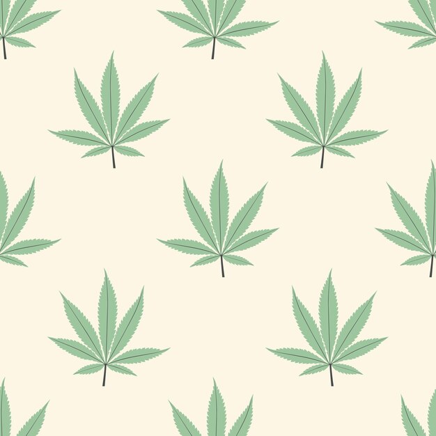 Seamless marijuana background with geometric leaves pattern