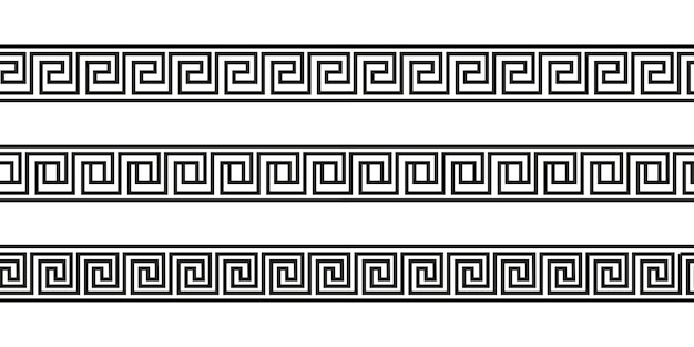 シームレスな蛇行パターンギリシャのギリシア雷文フレットまたは古代ギリシャスタイルの境界線の主要な装飾