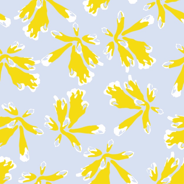 Vector seamless mixed yellow abstract hand drawn flower pattern background