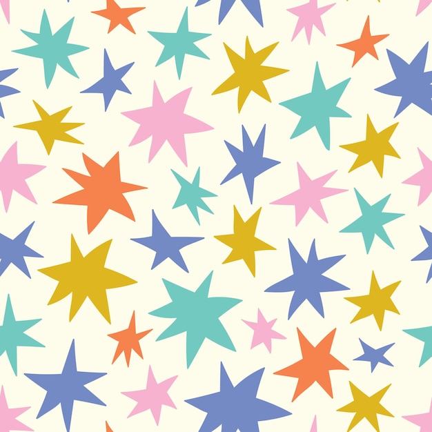 Seamless modern pattern with abstract multicolored stars vector abstract illustration