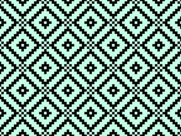 Seamless modern stylish texture and pattern. black repeating geometric tiles with dotted rhombus on a turquorise background.