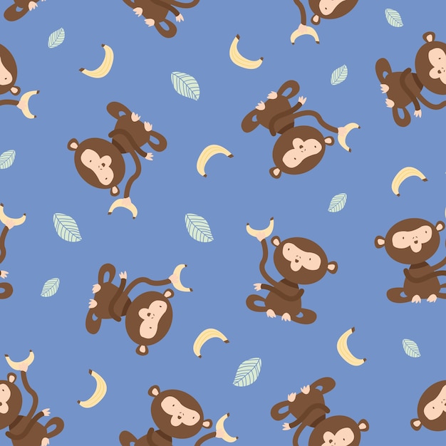 Seamless monkey banana pattern