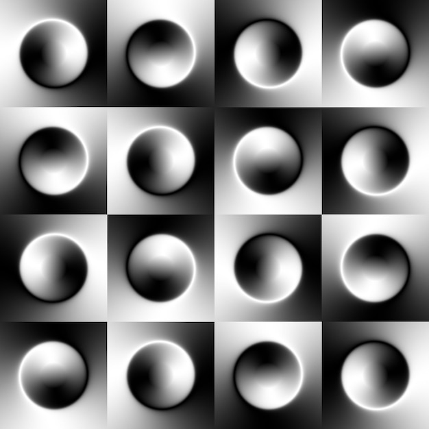 Seamless monochrome with black and white gradient circles.