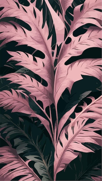 Vettore monstera senza cuciture con modelli di foglie con acquerello rosa