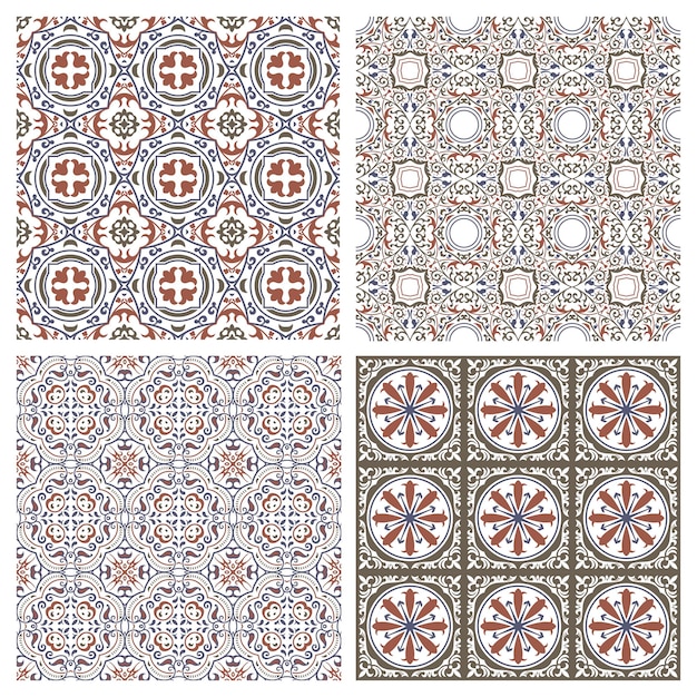 Seamless mosaic tile ceramic Scandinavian and Moroccan brown pattern