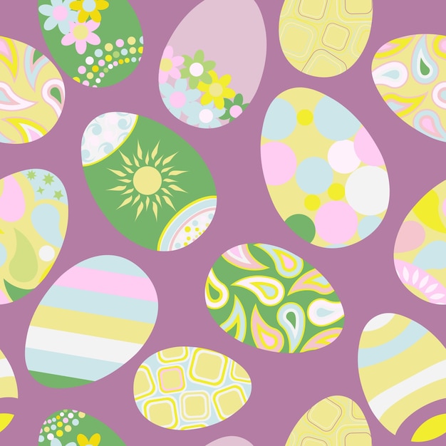 Seamless multicolored pattern of Easter eggs with various ornaments