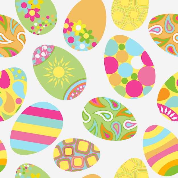 Seamless multicolored pattern of easter eggs with various ornaments