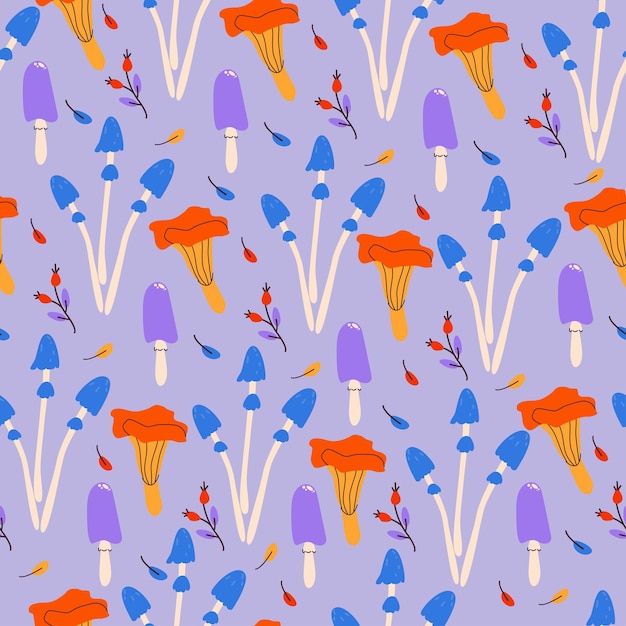 Vector seamless mushroom pattern simple pattern of cute mushroom illustration idea for fabric wallpaper