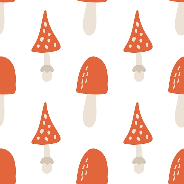 Бесшовный фон с грибами фон для вечеринки хэллоуина аманита вектор иллюстрация