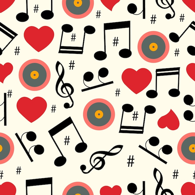 Vector seamless music elements pattern