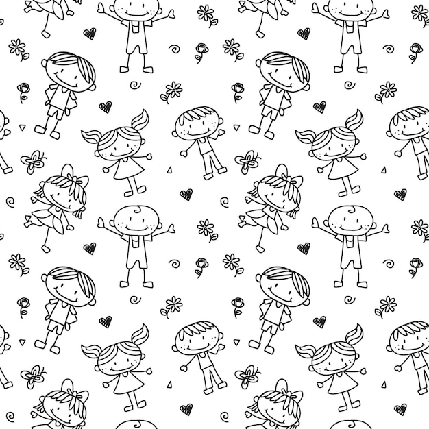 seamless naive doodle cartoon kid pattern