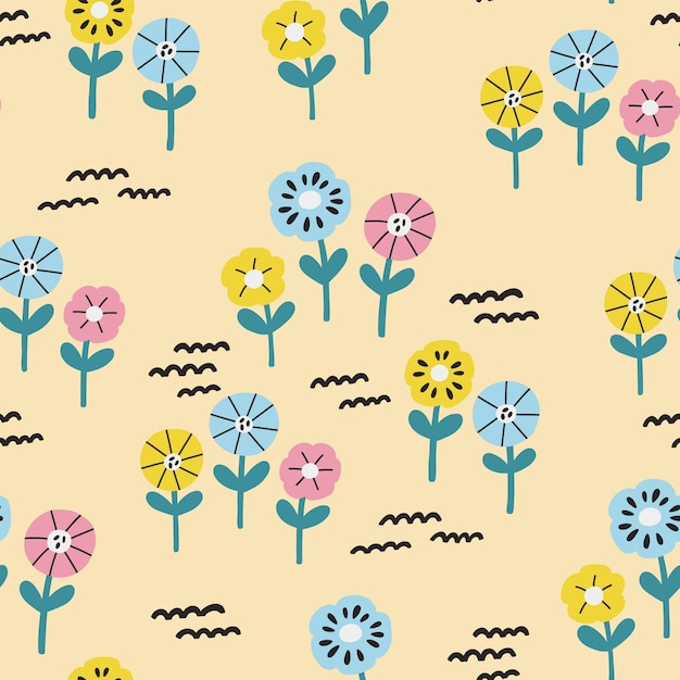 Seamless naive floral pattern