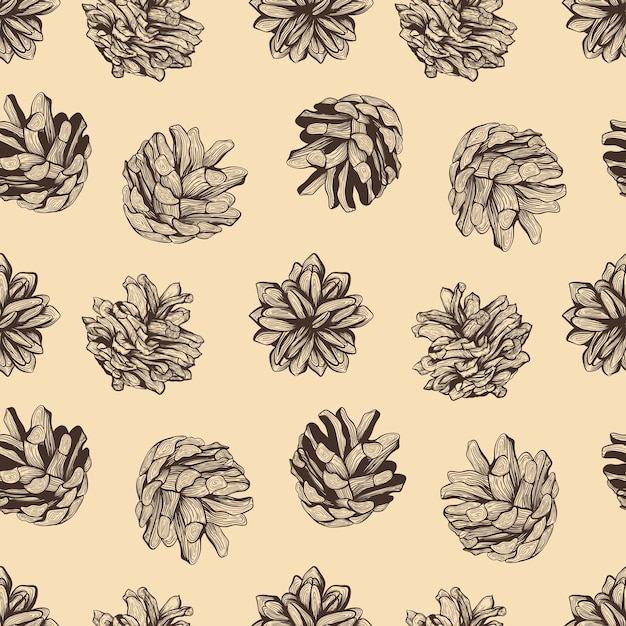 seamless natural pattern background design with pine cones vector illustration